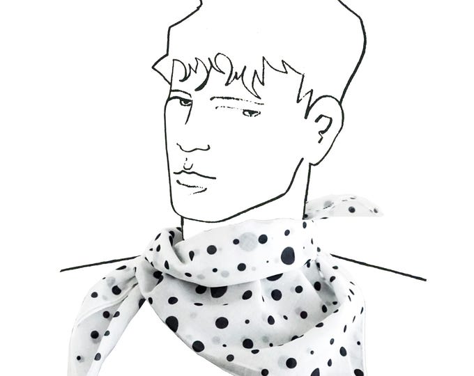 Featured listing image: SCARF "POINT" made of organic cotton batiste, white, black, transparent