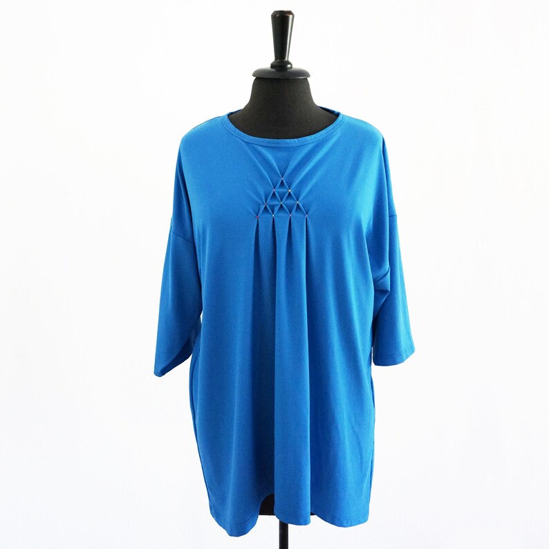 LONG TEE with and without Smock in many colors, half sleeves image 5