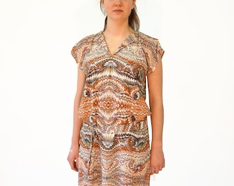 ART DÉCO DRESS tunic with belt marbled