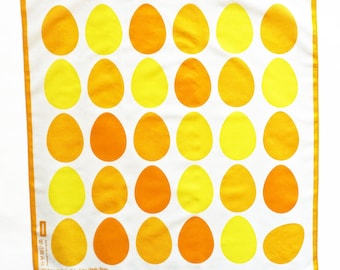 EASTER EGGS Scarf in yellow, red, blue, green + multicolored, cotton silk 26x26" 66x66cm
