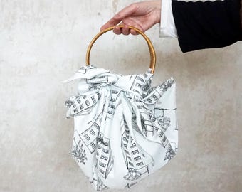 FUROSHIKI & TABLECLOTH "MANSION" organic cotton, architectural drawing