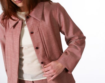 MINIMALIST JACKET with collar, concealed buttons in many colors