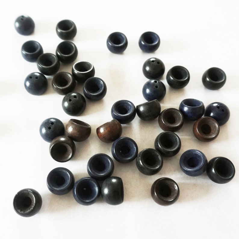 Vintage Art Deco buttons 1920/1930s, wooden ball button, dark blue, dark brown, black, 10 pieces image 2