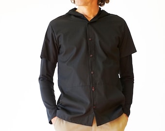 MEN HOODY SHIRT with Kangaroo pocket in white or black