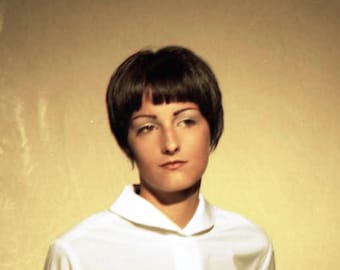 WAISTED BLOUSE with shawl collar, Peter Pan collar, turn-up cuff