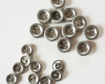 VINTAGE BUTTONS from 1930s/1940s 2-hole 4-hole metal, pants vest buttons, 10 silver-colored buttons