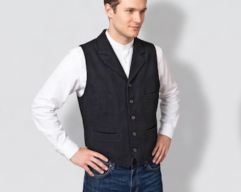 VEST with LABEL and POCKETS in different fabrics