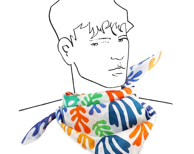 Featured listing image: SCARF MATISSE of organic cotton batiste multicolor