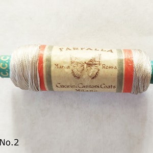 Vintage Italian stitching thread around 1900 collector's item FARFALLA IMBASTO sewing-thread white beige No. 2