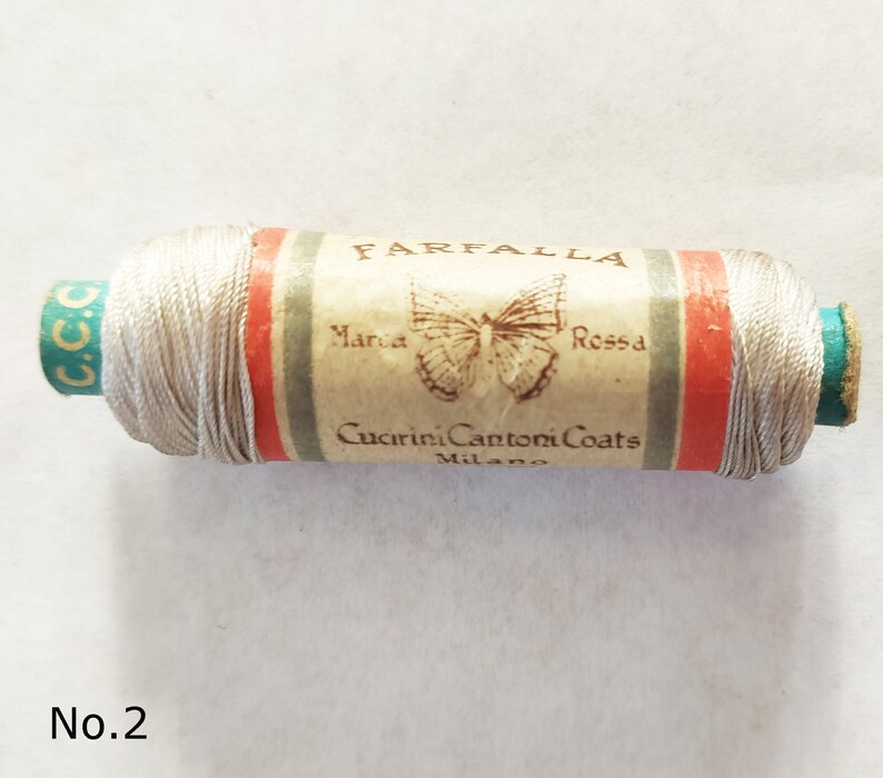 Vintage Italian stitching thread around 1900 collector's item FARFALLA IMBASTO sewing-thread white beige No. 2