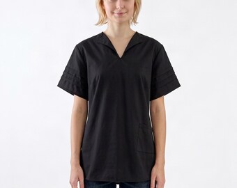 TUNIC with FOLD-SLEEVES in silk linen cotton