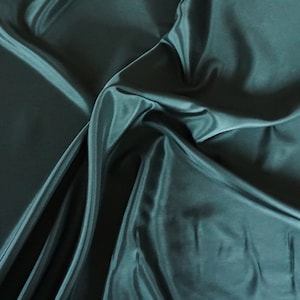 LINING FABRIC Satin dark-green silky shiny soft, by the meter, made in Europe, soft fabric drape