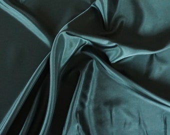 LINING FABRIC Satin dark-green silky shiny soft, by the meter, made in Europe, soft fabric drape