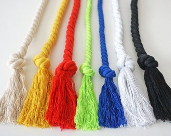 COLORED ROPE BELT with tassels in many colors Cotton