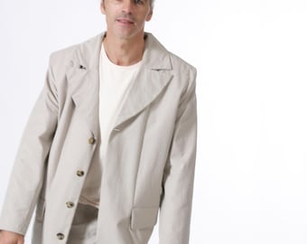 GENTLEMEN JACKET cotton, hidden buttons in light brown