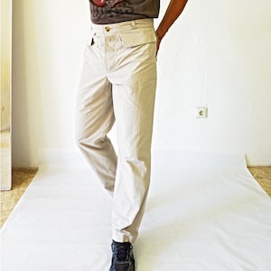 GENTLEMEN PANTS with clap pockets, light brown cotton pants