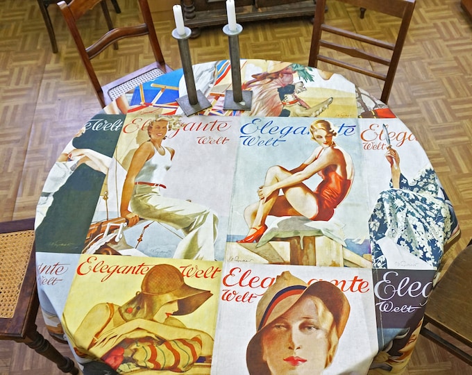 Featured listing image: ART-DÉCO TABLECLOTH organic cotton square