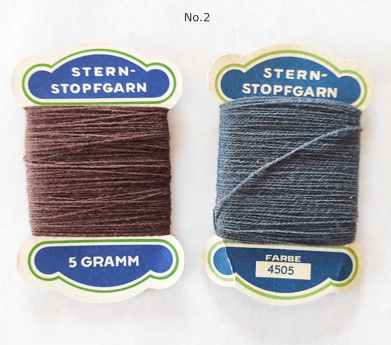 Vintage yarn darning yarn approx. 1900-1930 collector's item retro thread from Germany beige brown gray black image 4