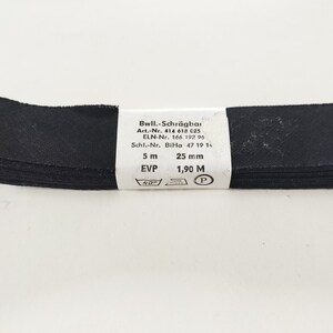 Sbieco vintage GDR in cotone nero largo 25 mm, 5 metri, VEB-Bandtex-Pulsnitz immagine 5