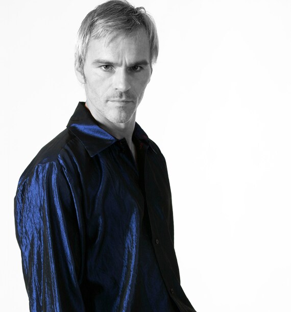 MEN SHIRT With Pockets in Shiny Blue 