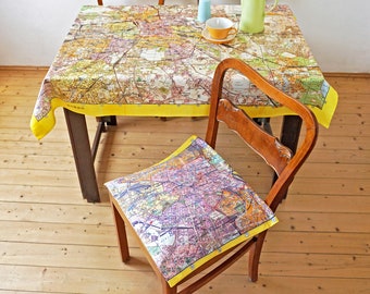 BERLIN Pillow Cases, printed with GDR map from the 1960 years
