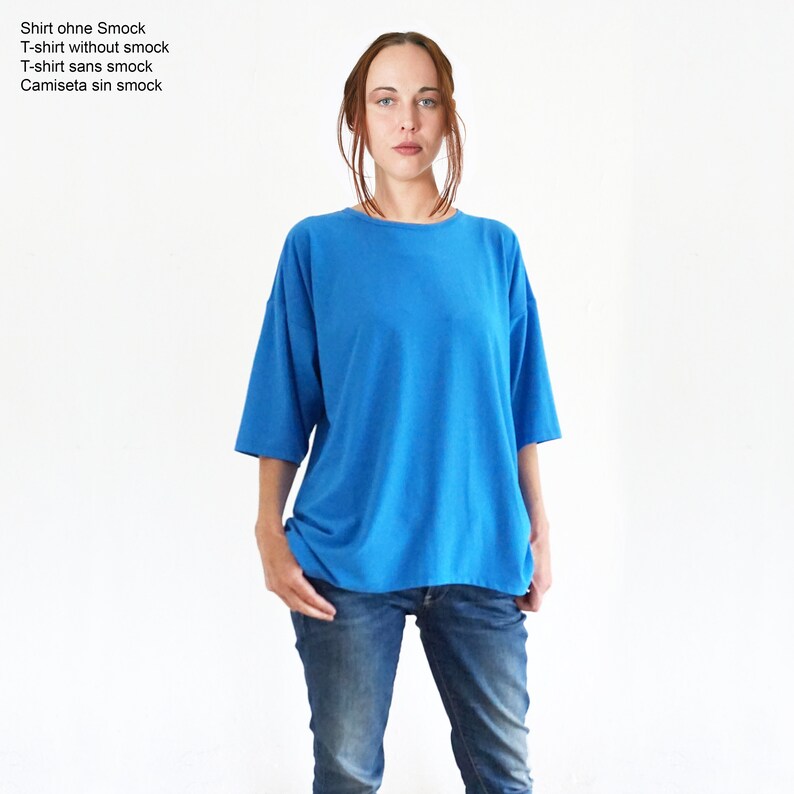 LONG TEE with and without Smock in many colors, half sleeves image 2