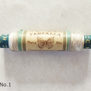 Vintage Italian stitching thread around 1900 collector's item FARFALLA IMBASTO sewing-thread white beige No. 1