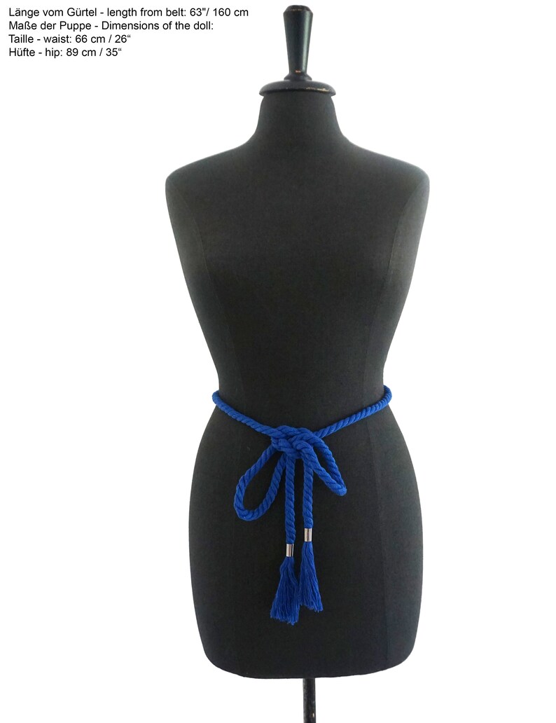 ROPE BELT With Metal Tubes in Blue or Green Cotton - Etsy