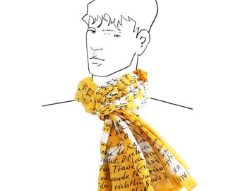NARCISSUS AND ECHO by Ovid scarf in different sizes, organic cotton, daffodils yellow and white