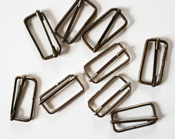 METALL BUCKLE in nickel + messing, 40mm 1,5inches; 4 pieces