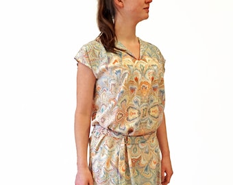 ART-DÈCO DRESS tunic with belt, marbling
