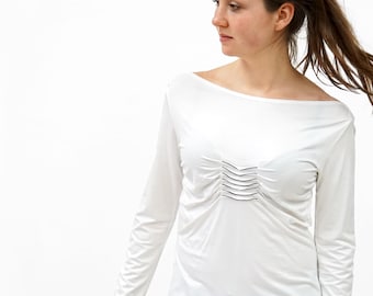 T-SHIRT with pleats + screen print in different colors