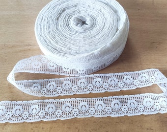 VINTAGE GDR LACE années 1980 coton blanc 3,5 cm de large bordure en dentelle bordure en ruban de dentelle