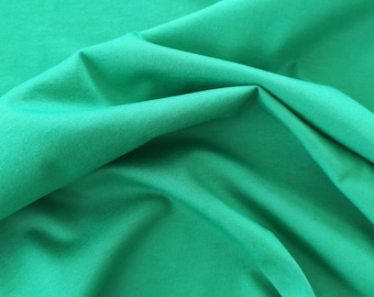 Tissu vintage RDA années 1970 jersey de coton vert, vendu au mètre, élastique croisé, 1,50 mètres de large