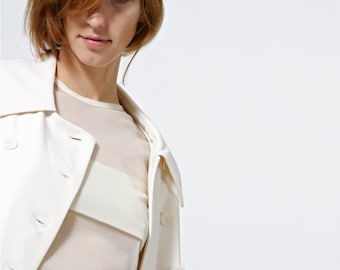 Women's Long-Sleeve Shirt | Boat Neck Shirt with Pleat | Jersey Top | Handmade