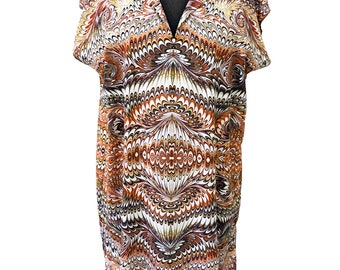 ART DÉCO DRESS tunic with belt marbled