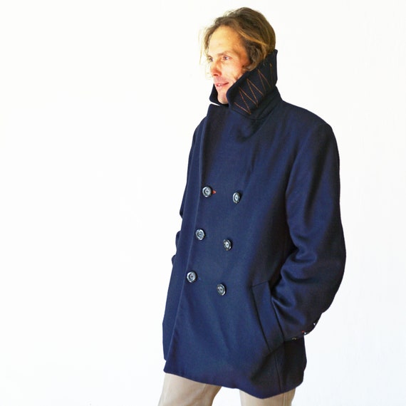 WINTER CABAN JACKET Cashmere Wool-felt, Short Coat Blue Black - Etsy