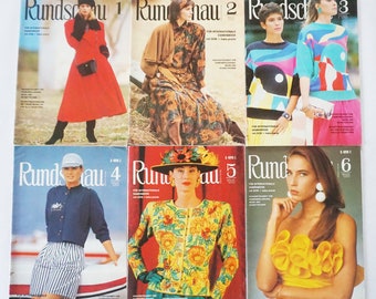 Vintage fashion magazine RUNDSCHAU 1988 sewing newspaper, pattern sheet for tailors, directors + fashion designers