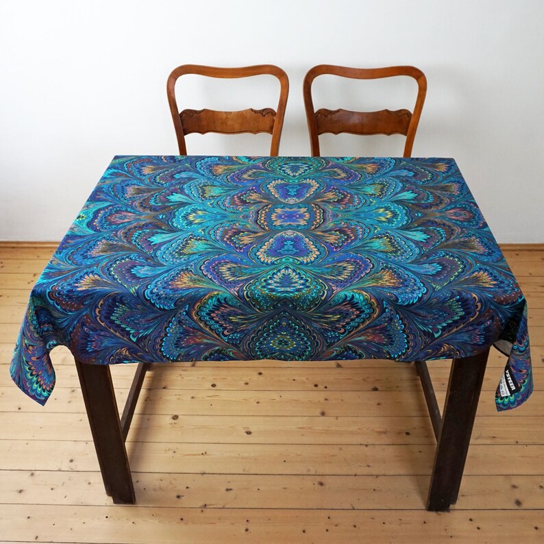ART DECO TABLECLOTH Organic Cotton Vintage Beach Towel 1920th digital print 1920-1940 1930th marbling Art Nouveau table runner