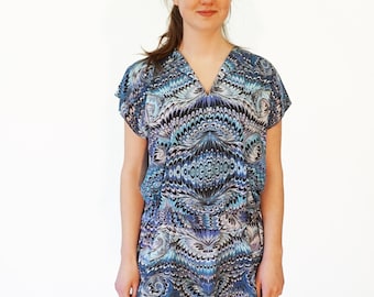 ART DÉCO Dress, Tunic with belt, marbling