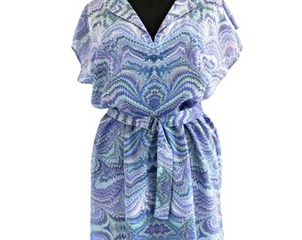 ART-DECO Dress with belt, Tunic marbling