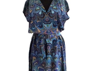 ART-DECO DRESS tunic with belt, marbling