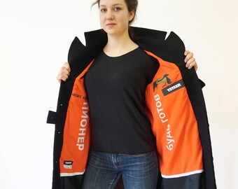 BLACK WINTER COAT short angora cashmere wool