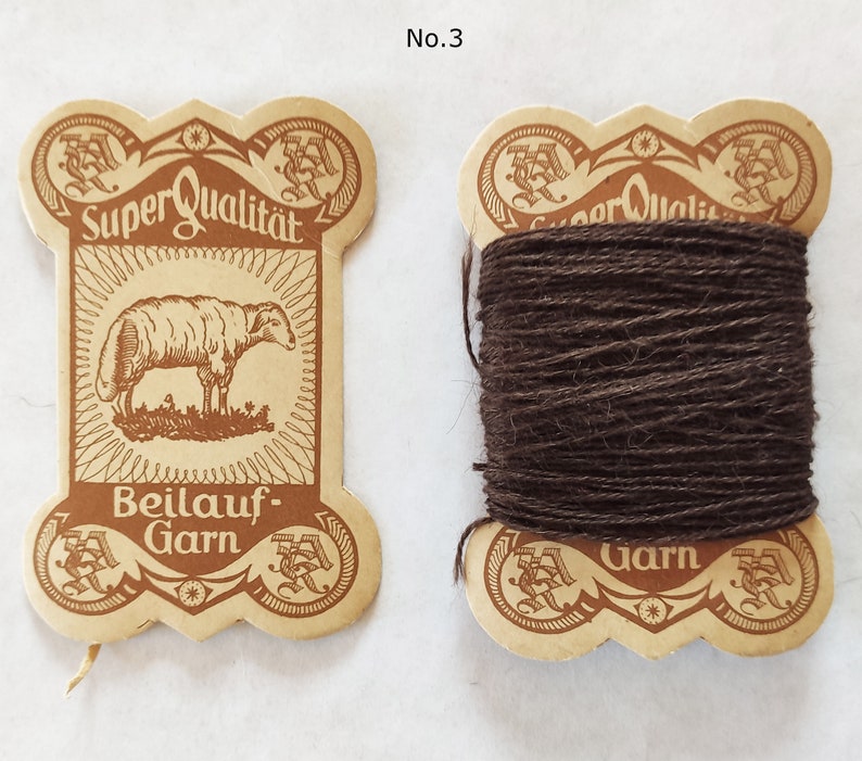 Vintage yarn darning yarn approx. 1900-1930 collector's item retro thread from Germany beige brown gray black No. 3
