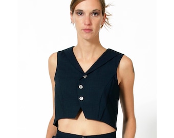 VEST with SAILOR COLLAR in various fabrics, Vintage-buttons from the 1940s