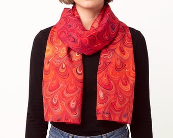 ART-DÉCO SCARVES cotton and silk red orange