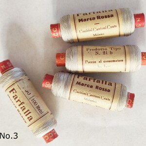 Vintage Italian stitching thread around 1900 collector's item FARFALLA IMBASTO sewing-thread white beige image 7