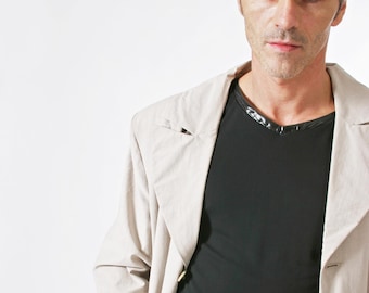 Men's black V-neck T-shirt