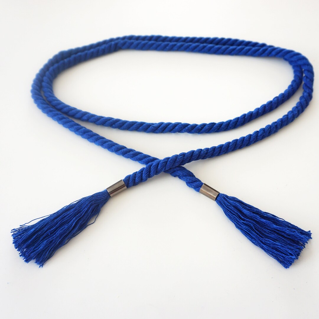 ROPE BELT With Metal Tubes in Blue or Green Cotton - Etsy