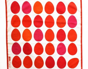 EASTER EGGS Scarf RED cotton silk 26x26" 66x66cm